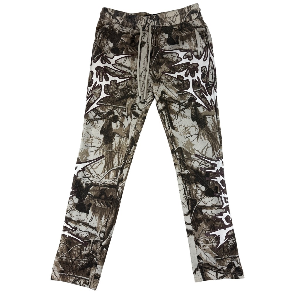 Rebel Vengeance Sweatpants Mens Large Camo Graphic Streetwear Joggers Brown